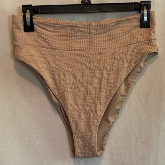 AA-95 Aerie NWT High Cut Cheeky Tan Summer Swim Bikini Bottoms Size L‎ - Picture 1 of 12